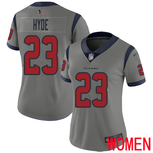 Houston Texans Limited Gray Women Carlos Hyde Jersey NFL Football #23 Inverted Legend->youth nfl jersey->Youth Jersey